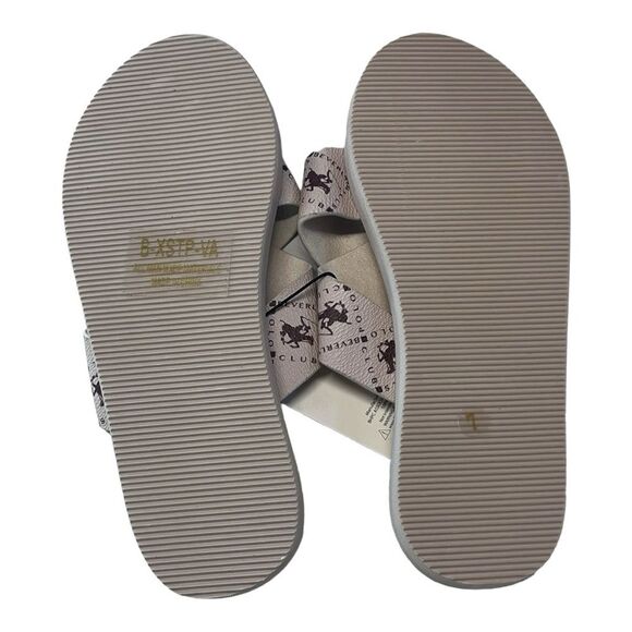 NWT Beverly Hills Polo Club | Cream Tan Slip On Slides Sandals 7 - Picture 3 of 3